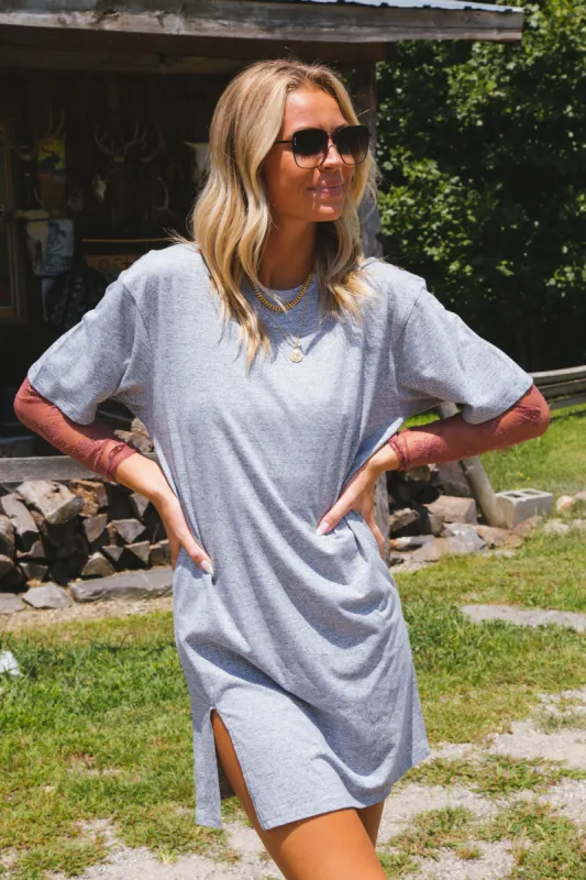 Take A Trip T-Shirt Dress, Heather Grey sold by North & Main Clothing Company
