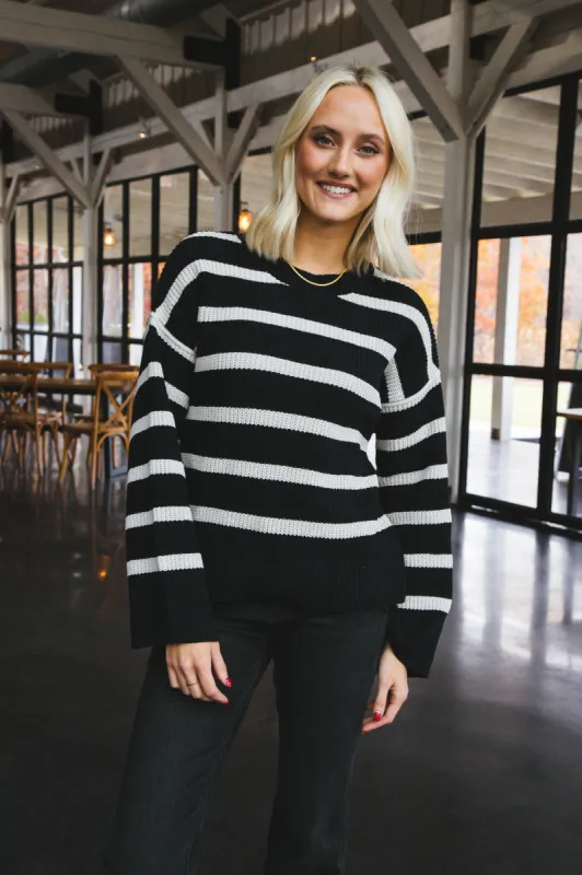 Chilly Out Chenilles Striped Sweater, Black Toasted | Sanctuary made by North & Main Clothing Company