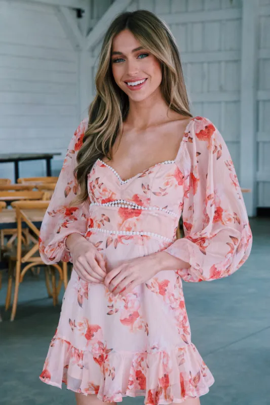 Mon Amour Floral Mini Dress, Orange sold by North & Main Clothing Company