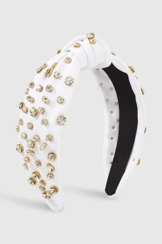 Poppy Rhinestone Knot Headband, White sold by North & Main Clothing Company
