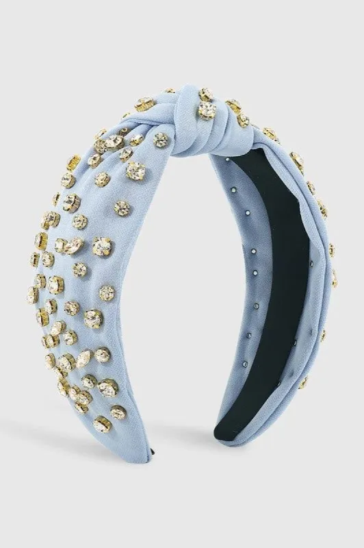 Poppy Rhinestone Knot Headband, Light Blue sold by North & Main Clothing Company