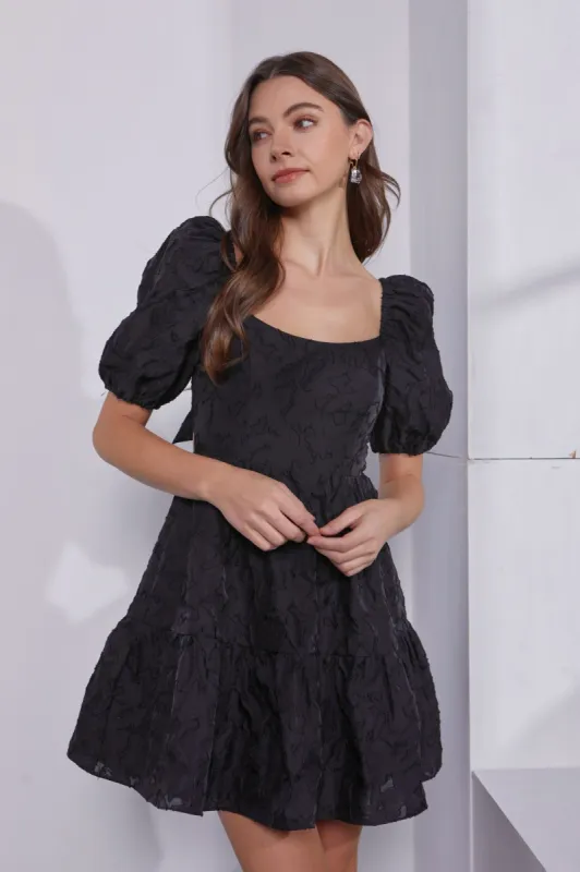 Easton Tiered Mini Dress, Black sold by North & Main Clothing Company