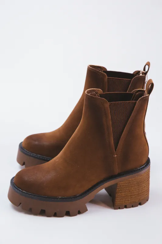 Rusty Platform Chelsea Boots, Cognac sold by North & Main Clothing Company