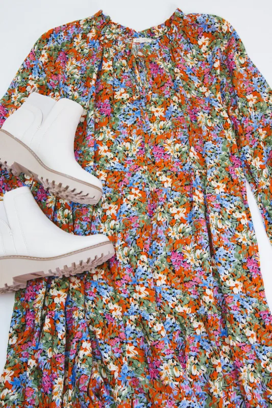 Gila Floral Tiered Dress, Rust | Plus Size sold by North & Main Clothing Company