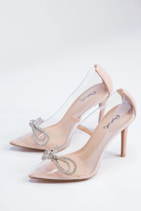 Show Clear Heel, Clear/Nude made by Qupid