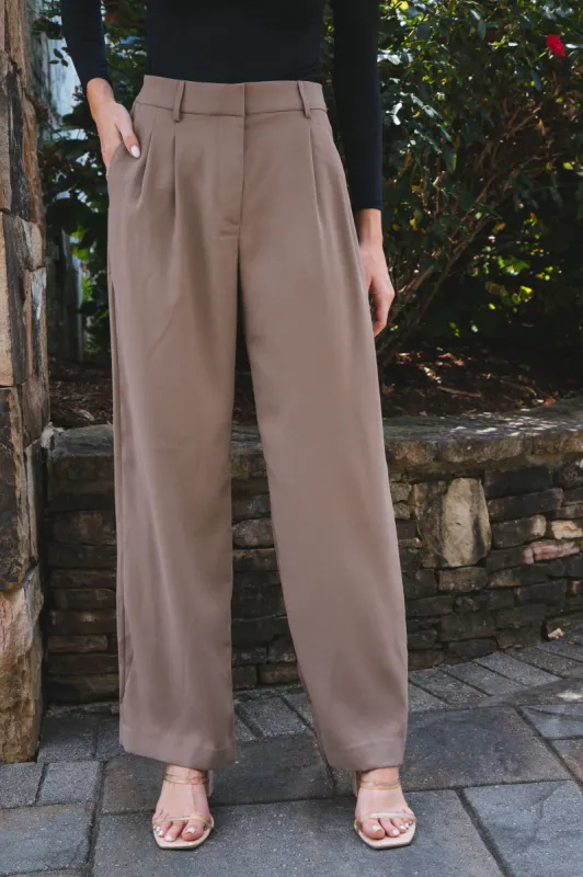 Annabelle Wide Leg Dress Pants, Mocha sold by North & Main Clothing Company