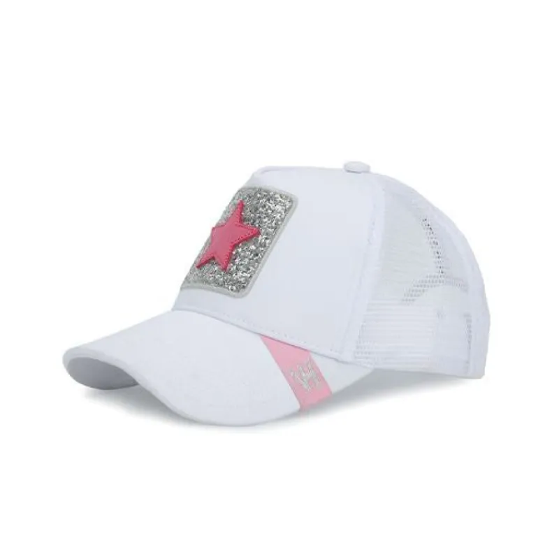 Glitter Patch Hat, White/Pink | Vintage Havana sold by North & Main Clothing Company