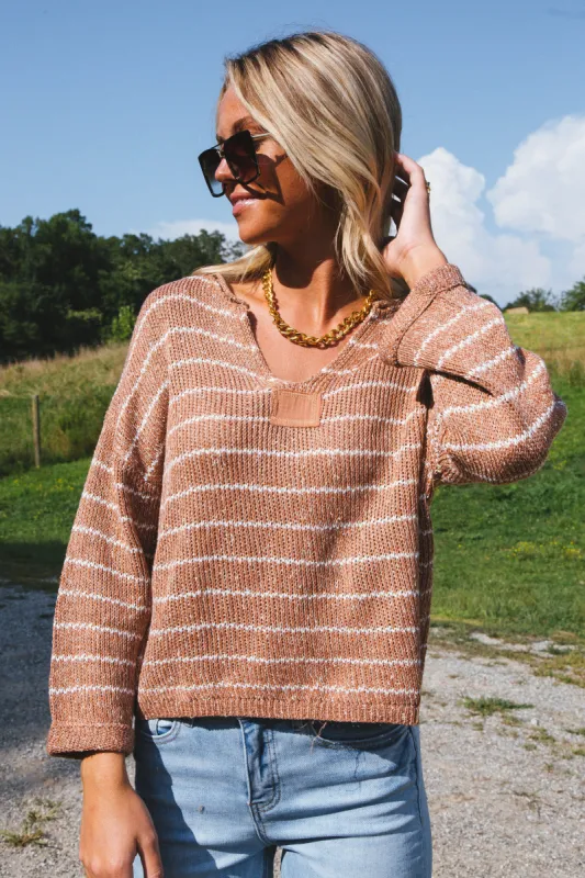 Brooklyn Striped Knit Sweater, Sienna sold by North & Main Clothing Company
