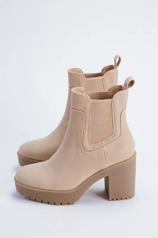 Good Day Nubuck Platform Chelsea Boot, Natural | Chinese Laundry sold by North & Main Clothing Company