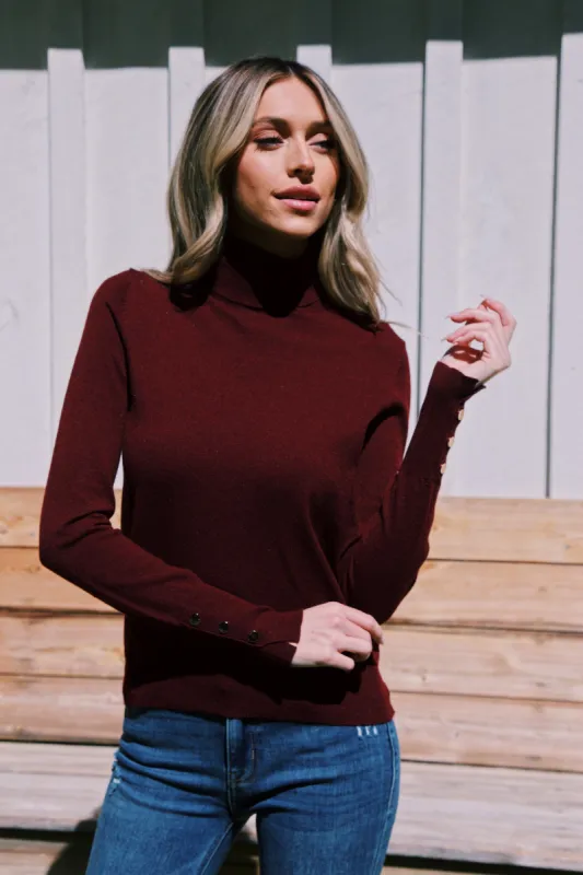 Nalah Turtleneck Sweater, Cherry Stone sold by North & Main Clothing Company