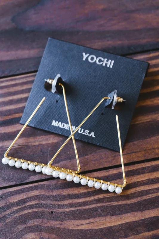 Triangle Peal Earring, Gold | YOCHI sold by North & Main Clothing Company