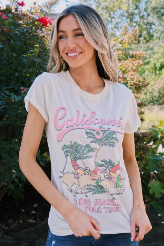 Los Angeles Polo Team Graphic Tee, Pearl | Recycled Karma sold by North & Main Clothing Company