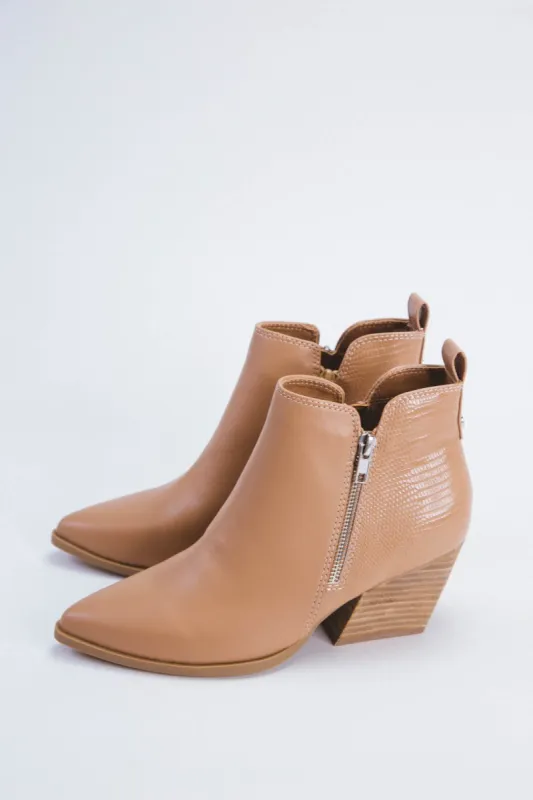 Kooley Lizard Back Bootie, Caramel |  DV by Dolce Vita sold by North & Main Clothing Company