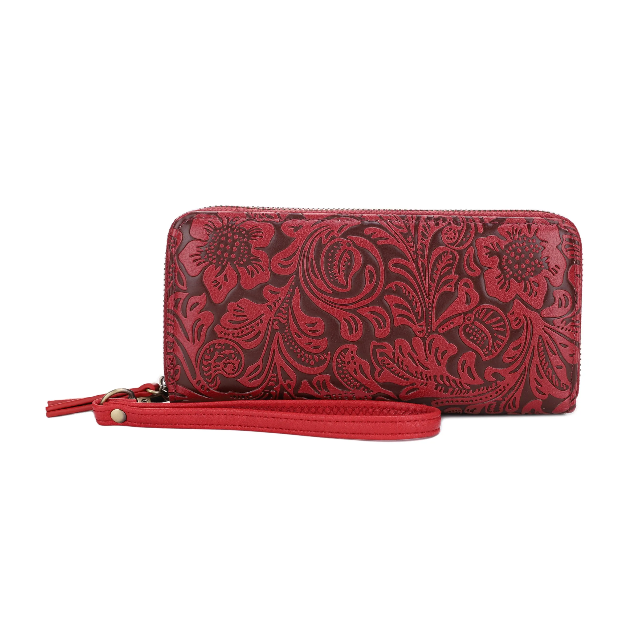 Filly Flora Embossed Wallet with Wrist Strap sold by Jessie James Handbags