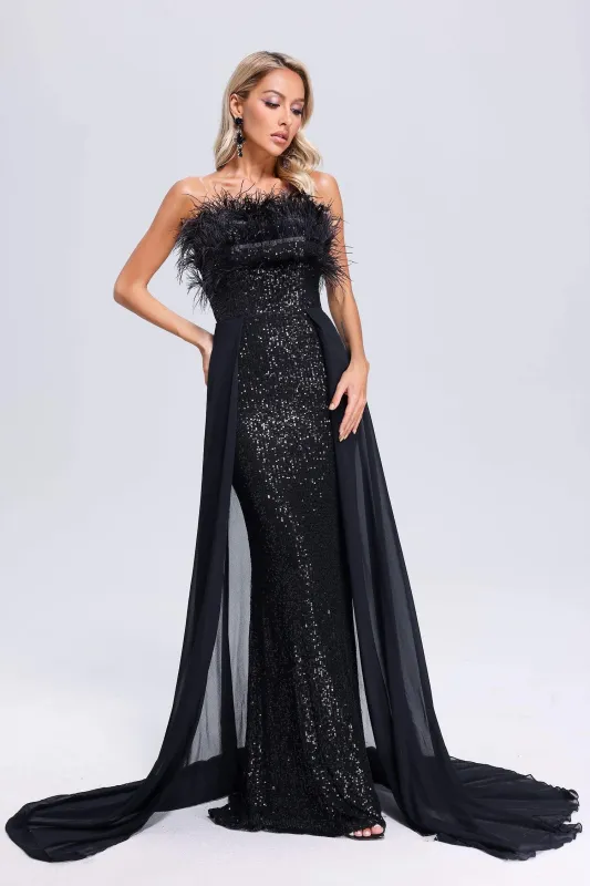 Janetta Feather Sequin Maxi Dress, L sold by Bella Barnett