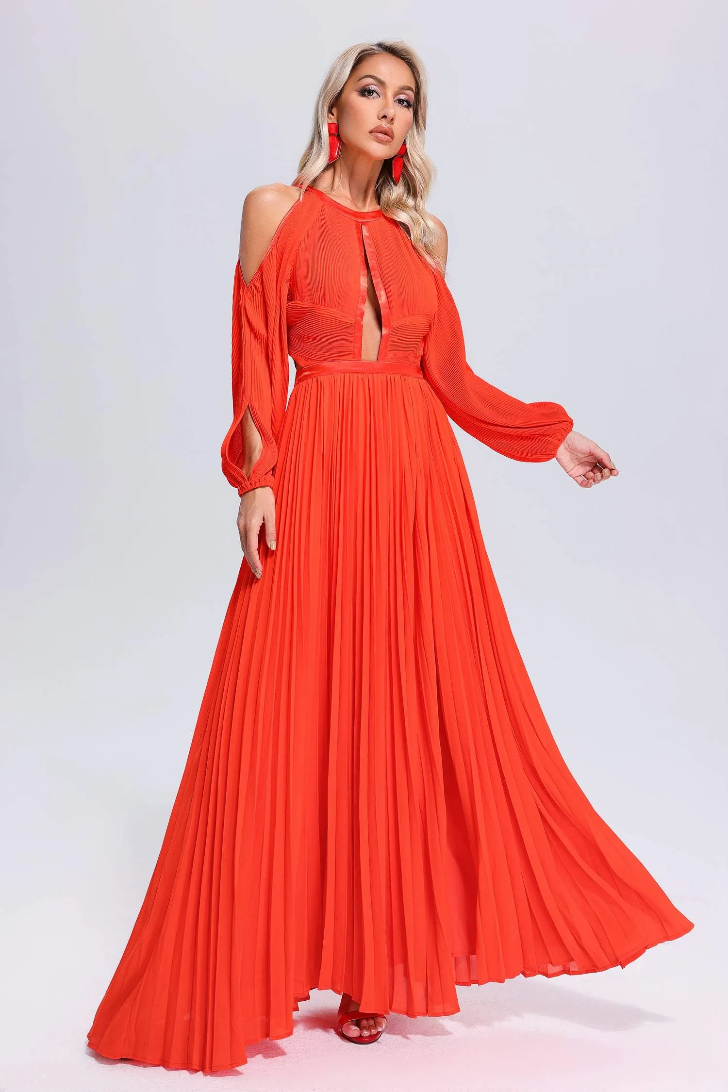 Gertie Pleated Cutout Maxi Dress, L sold by Bella Barnett