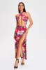 Rakara Floral Halter Slit Maxi Dress, M sold by Bella Barnett
