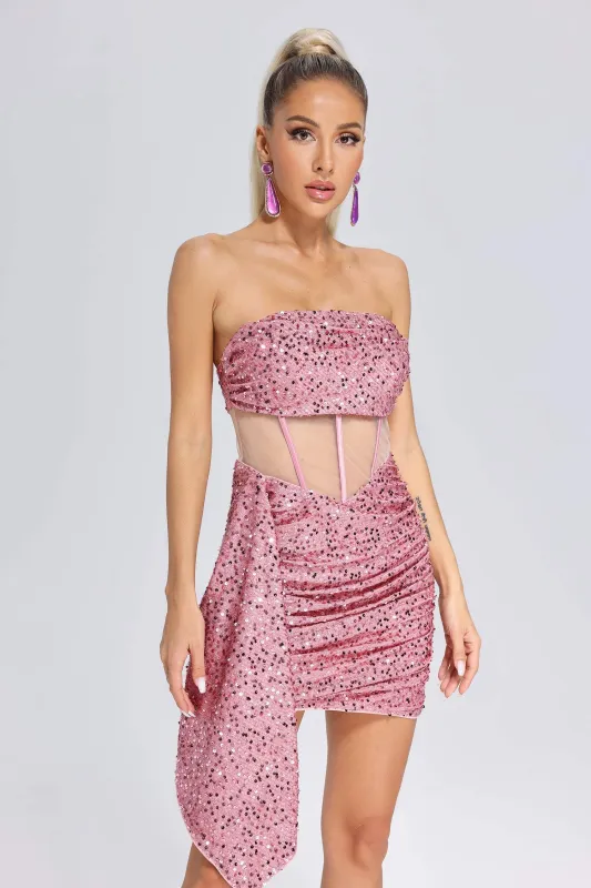 Janneth Sequin Ruched Mini Dress, M sold by Bella Barnett