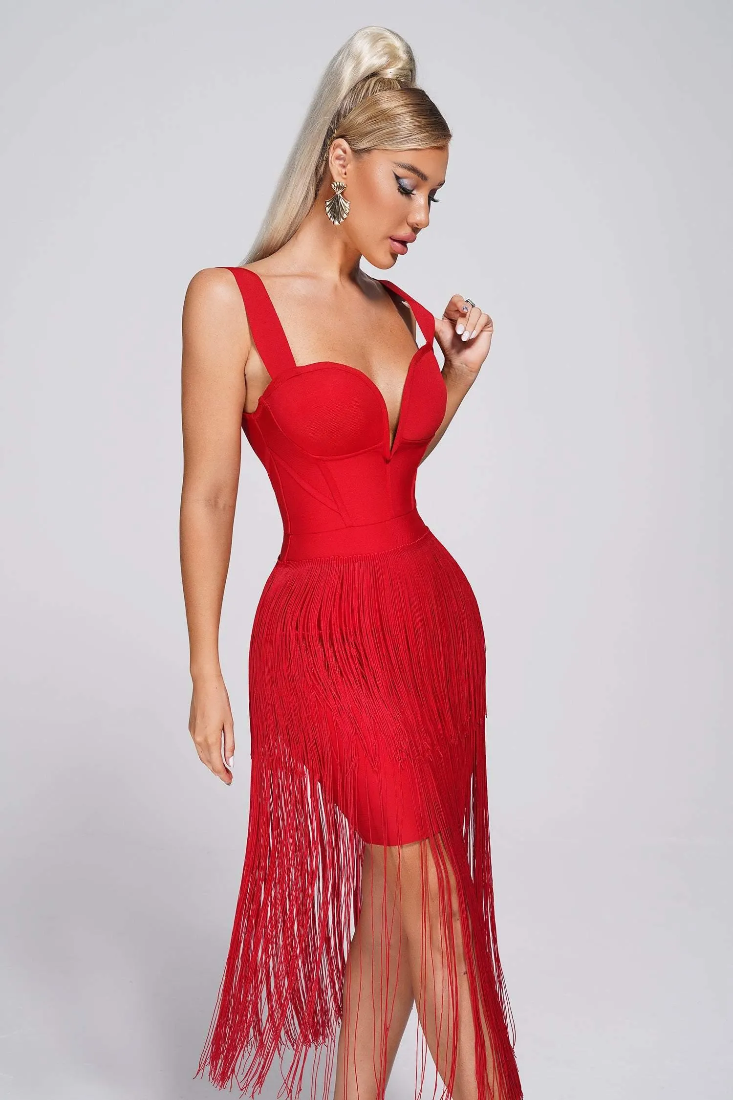 Cersih Tassel Midi Bandage Dress, S sold by Bella Barnett product image thumbnail 2