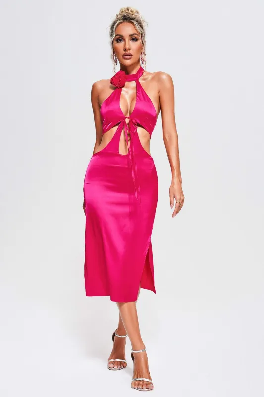 Olapa Satin Cutout Midi Dress, M sold by Bella Barnett
