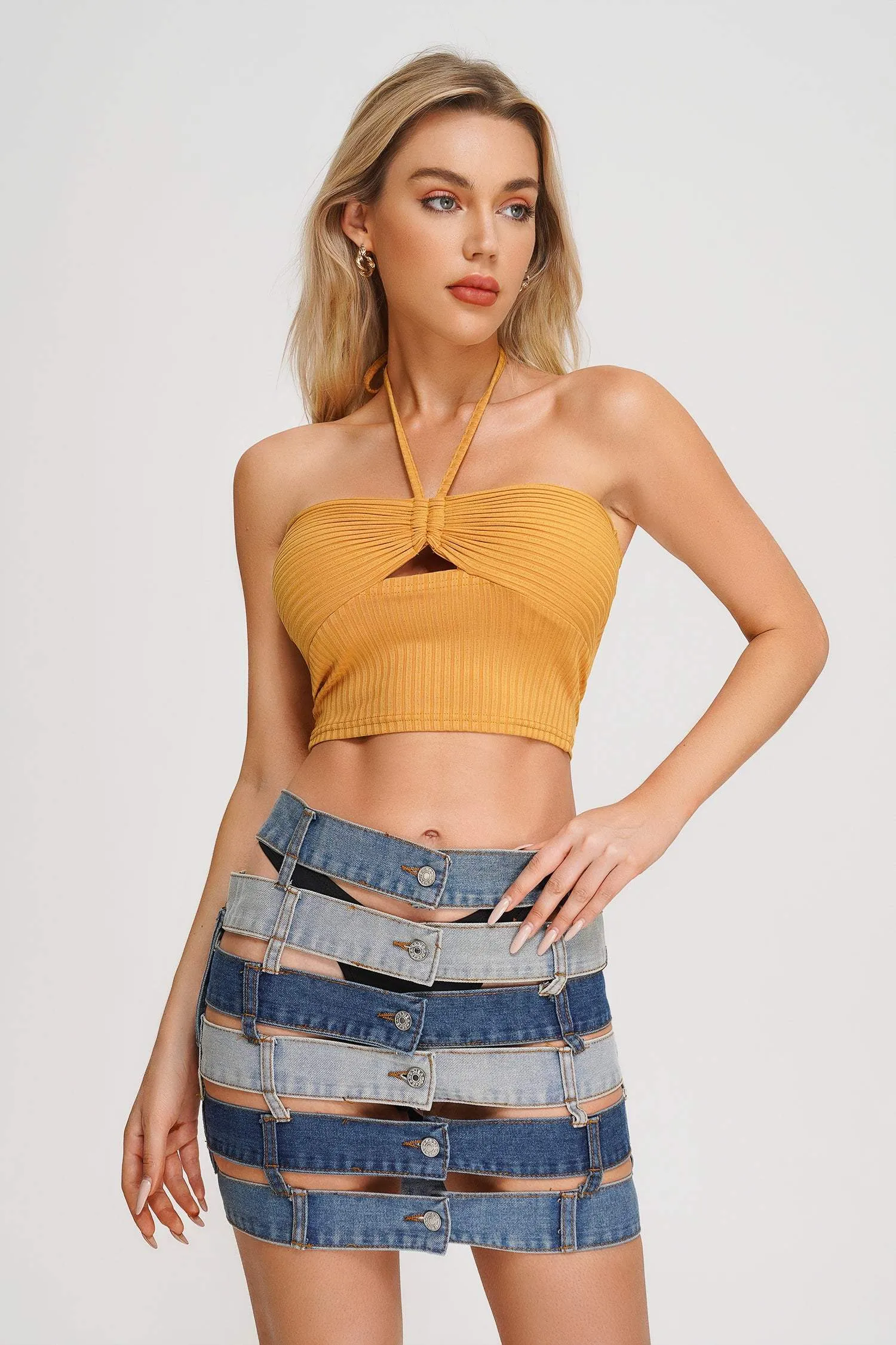 Korea Halterneck Top - Yellow, M sold by Bella Barnett