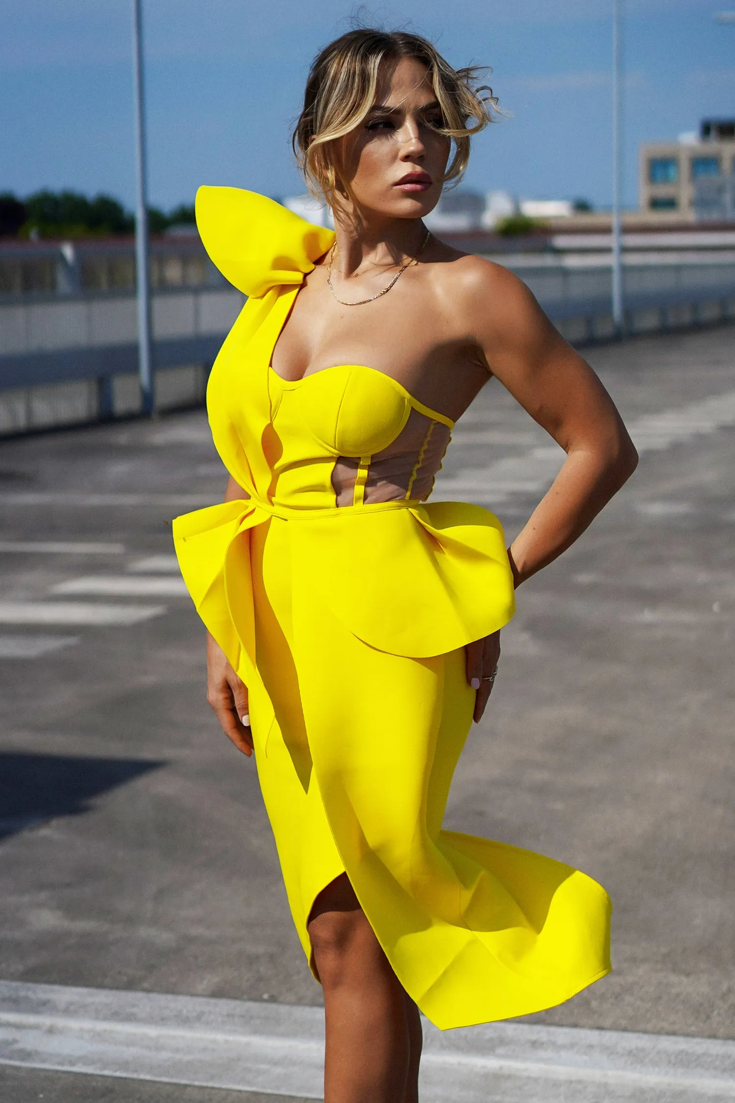 One Shoulder Bandage Cocktail Midi Dress, XL sold by Bella Barnett