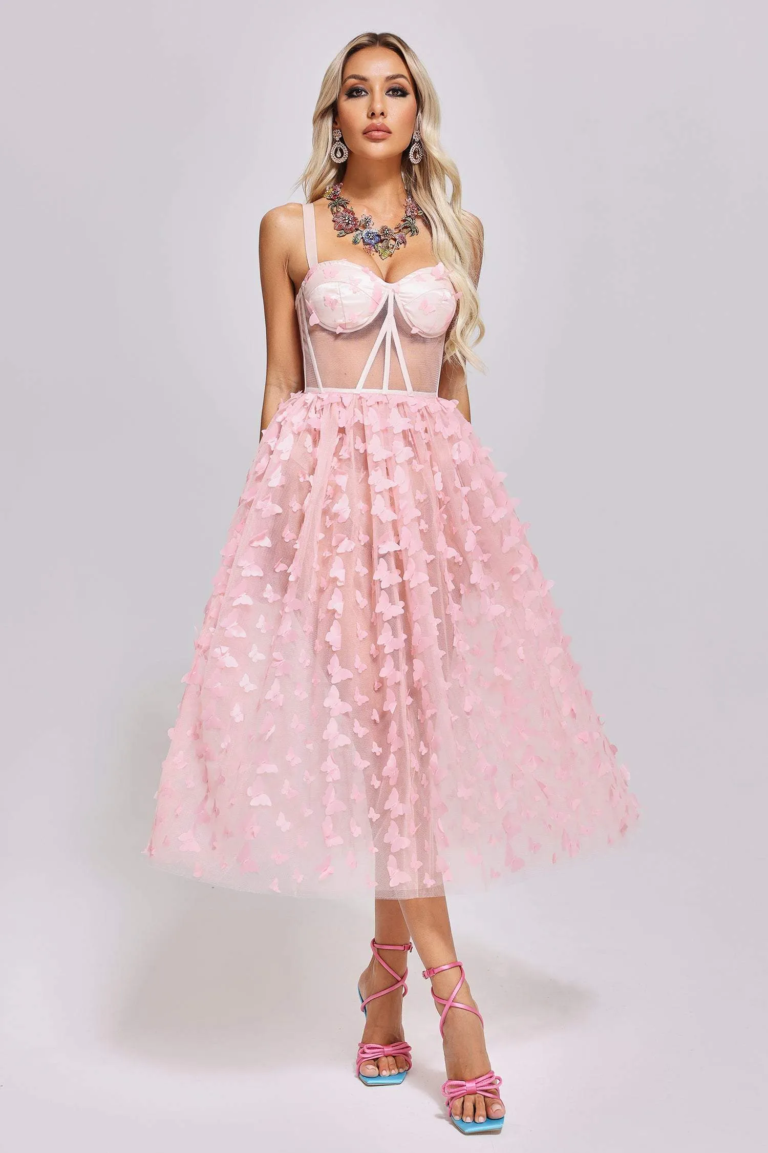 Yurianna Butterfly Mesh Midi Dress, L sold by Bella Barnett