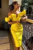 Jacquard Off Shoulder Midi Dress - Yellow, S sold by Bella Barnett