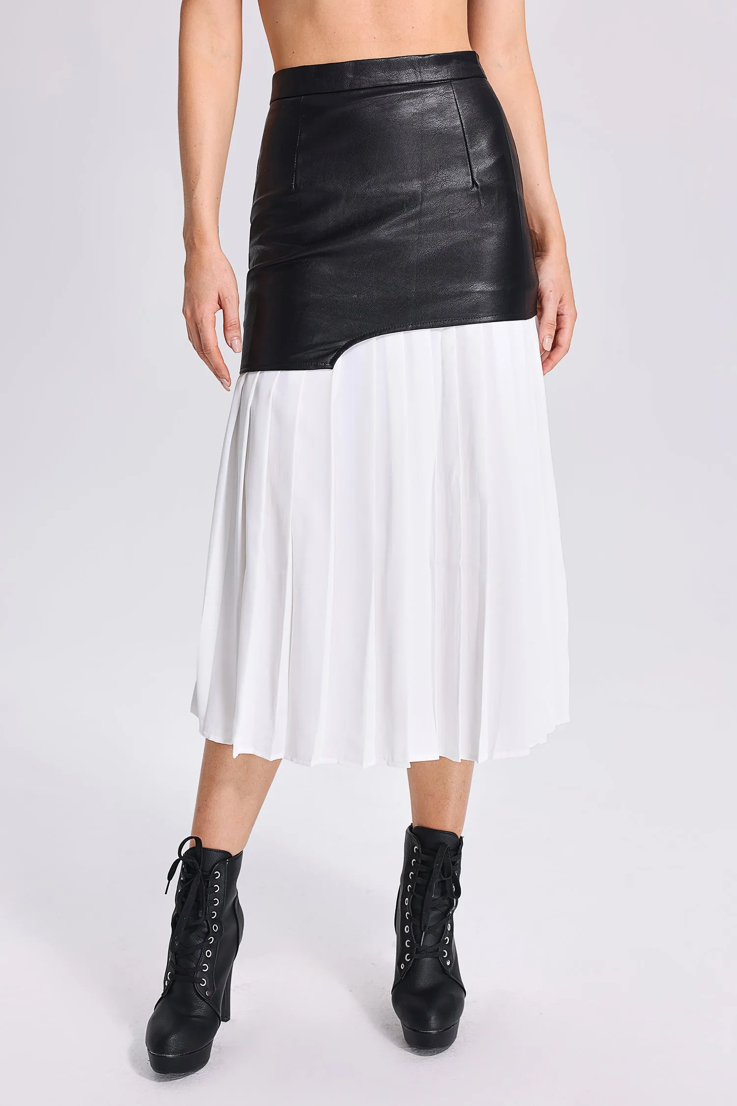Linka Pleated&Eco-Leather Midi Dress, L sold by Bella Barnett product image thumbnail 2