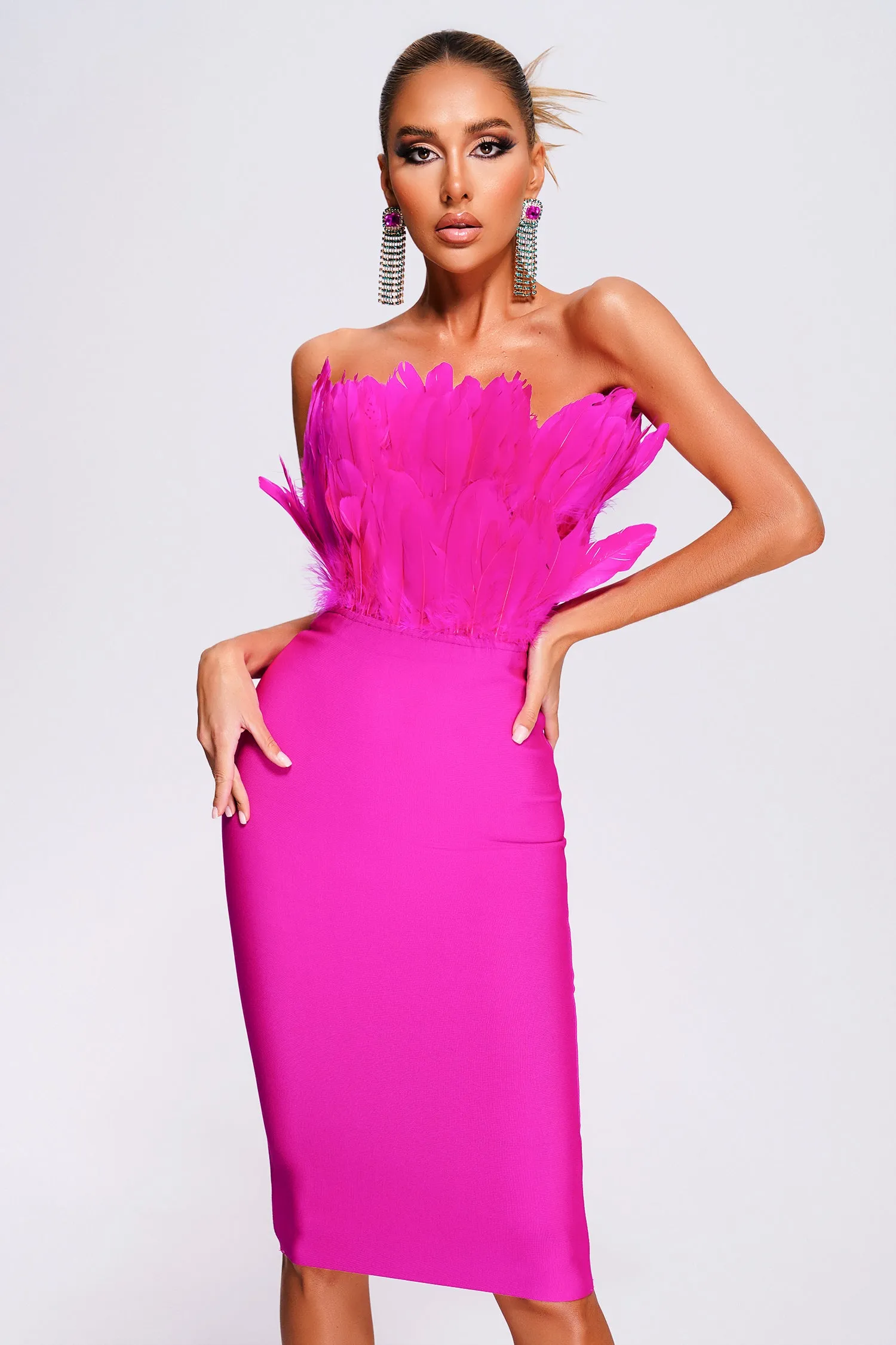 Parry Feather Strapless Midi Bandage Dress, L sold by Bella Barnett product image thumbnail 2
