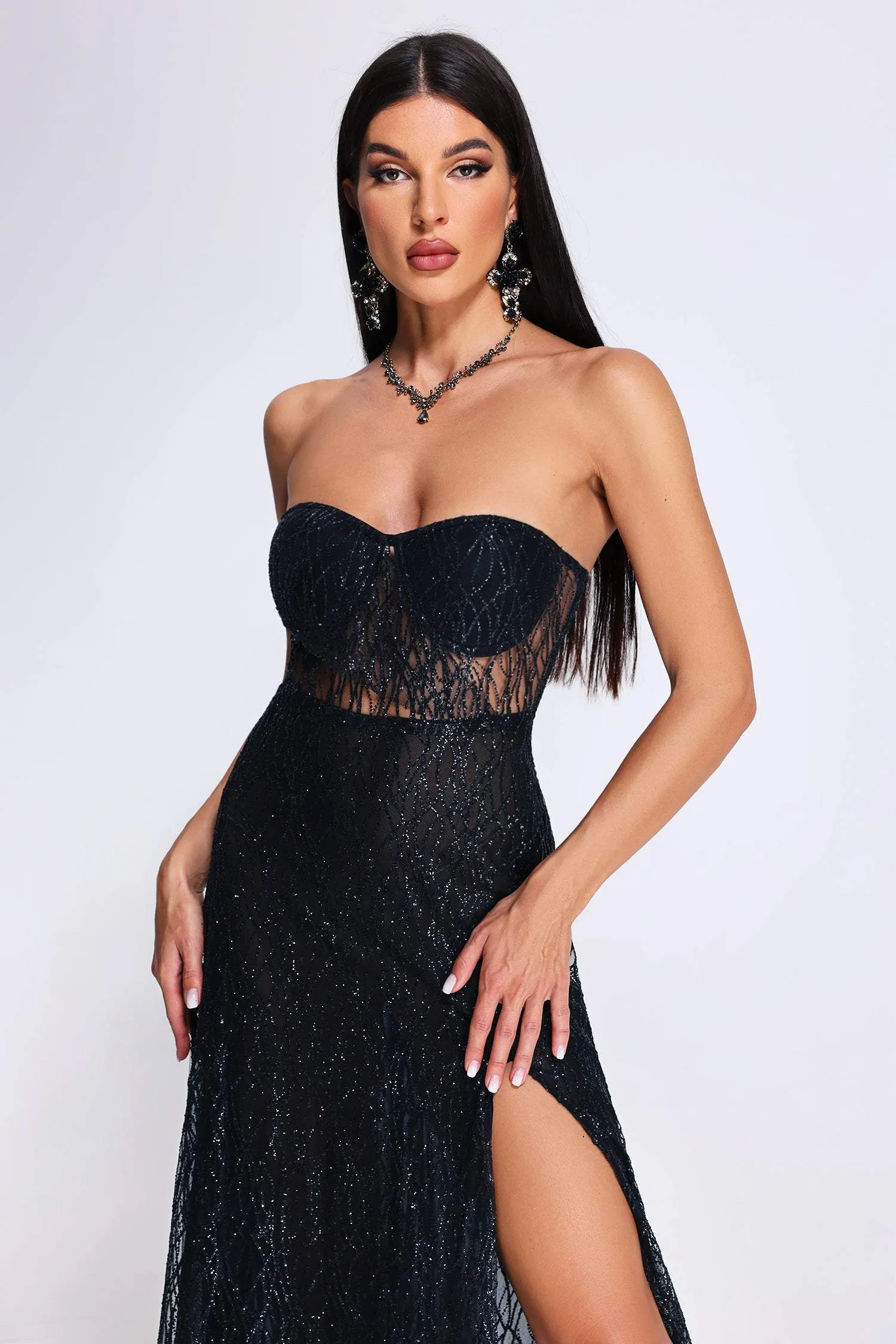 Raen Slit Maxi Mesh Dress, L sold by Bella Barnett product image thumbnail 2