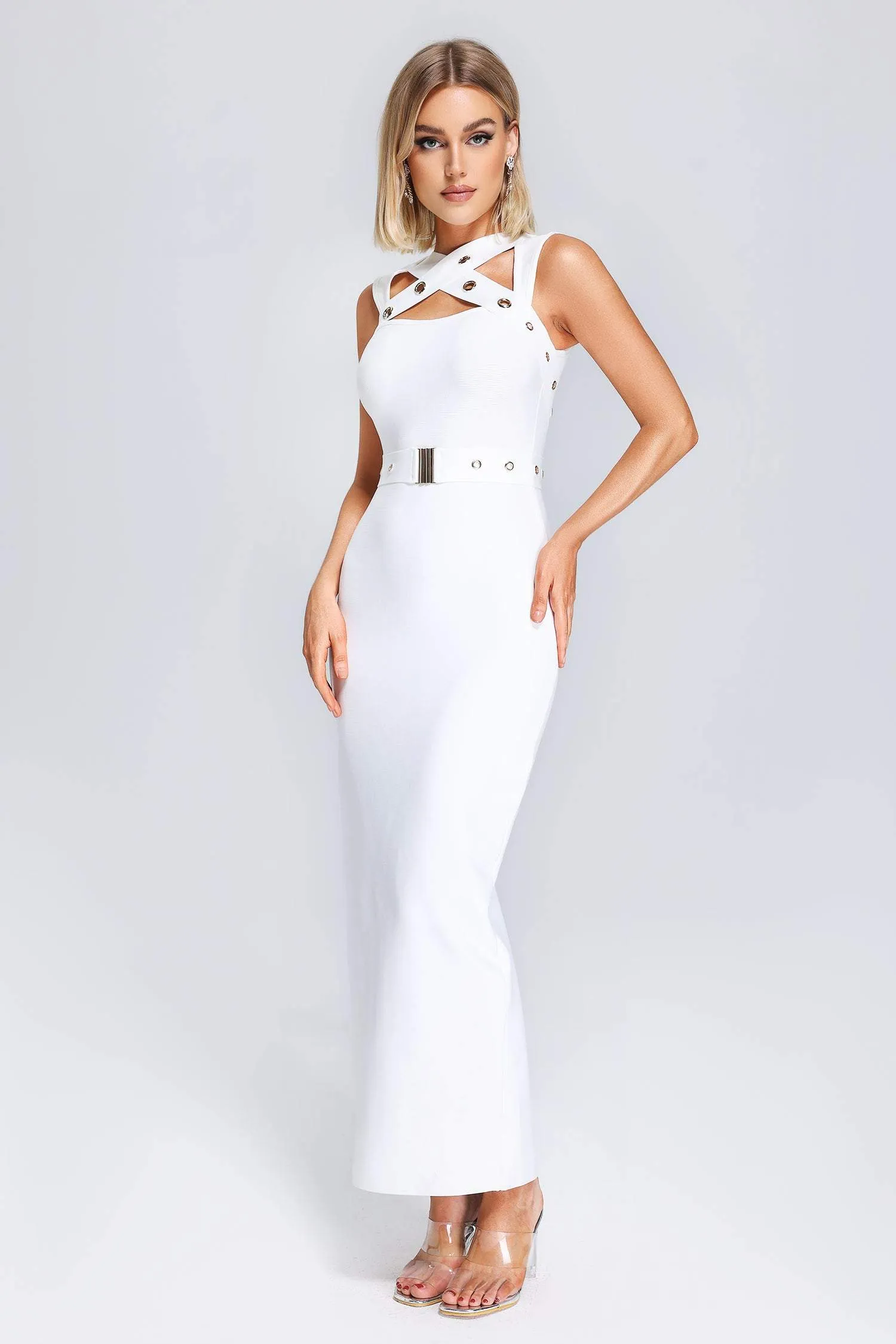 Althea Halter Bandage Maxi Dress, S sold by Bella Barnett