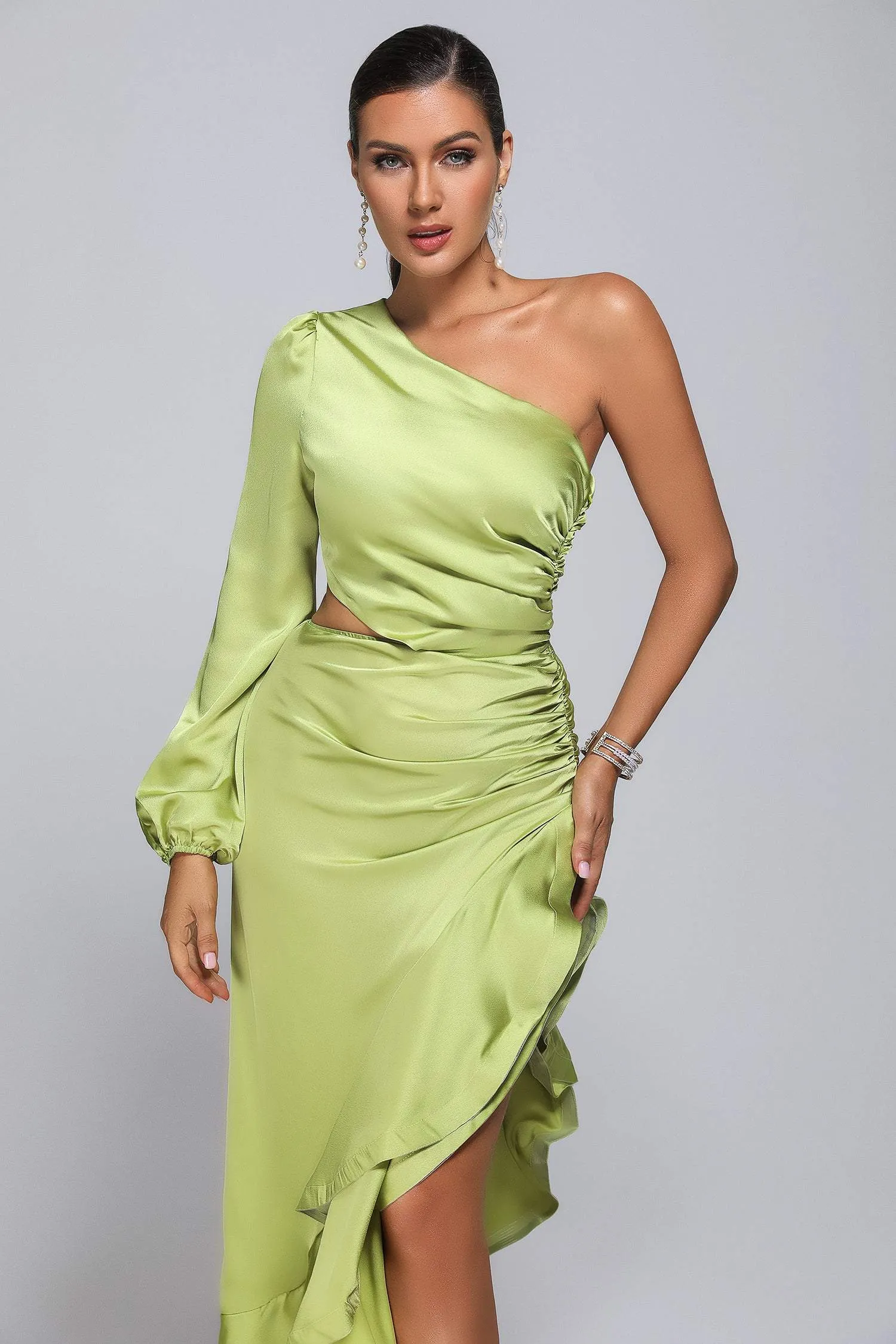 Beren One Shoulder Satin Maxi Dress, S sold by Bella Barnett product image thumbnail 2