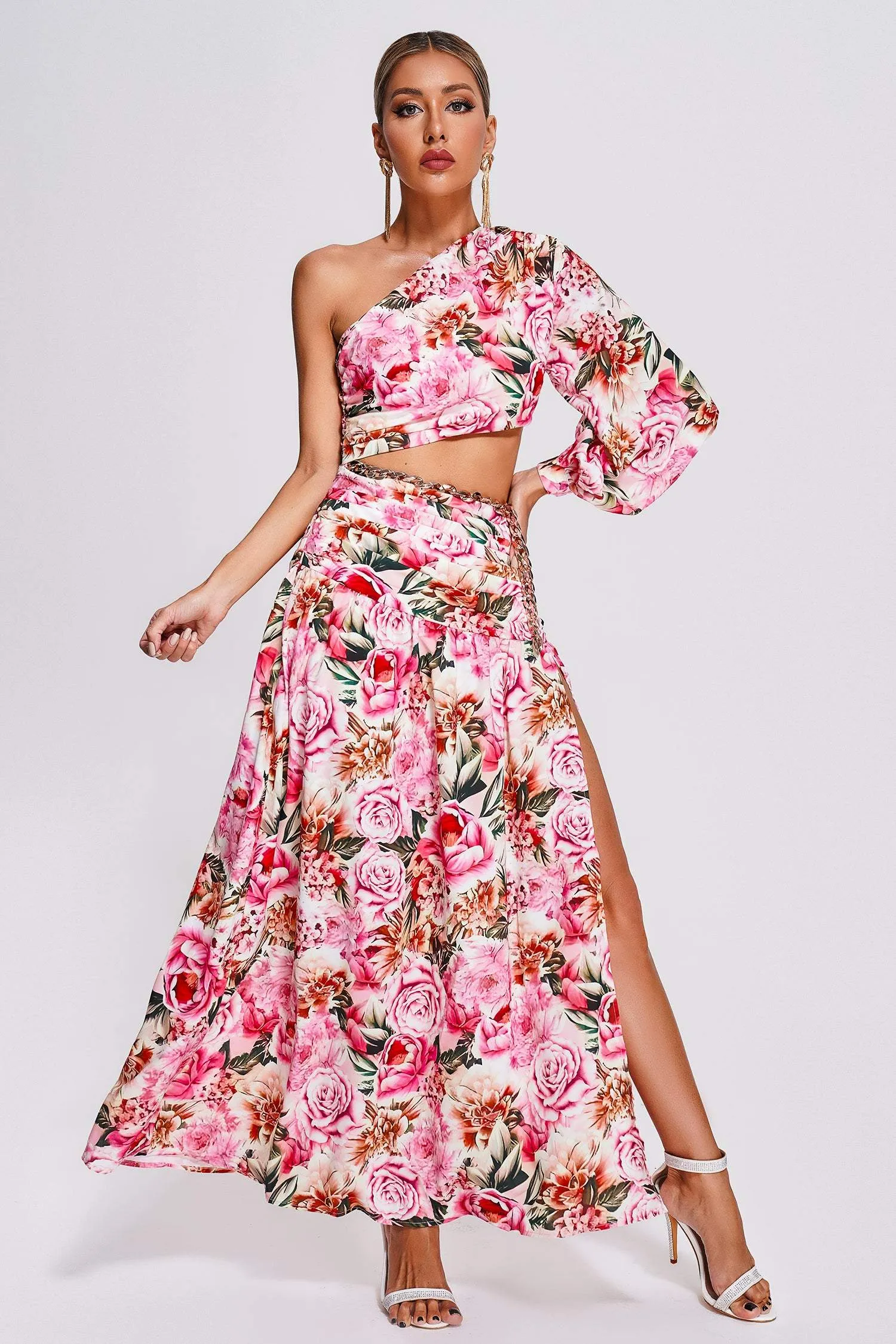 Marris Floral One Shoulder Maxi Dress, S sold by Bella Barnett