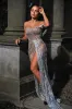 Off Shoulder Sequin Mesh Maxi Dress, L sold by Bella Barnett
