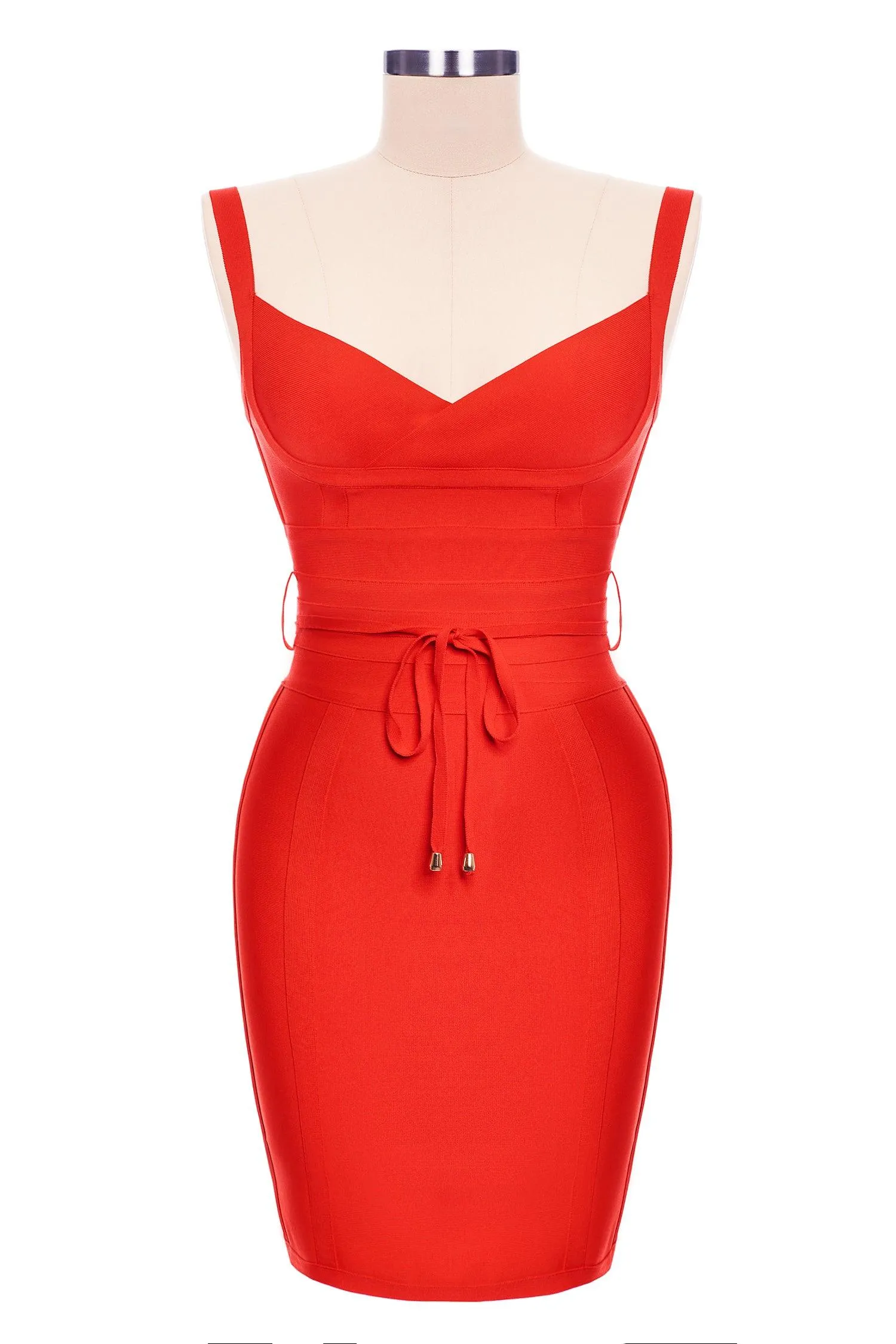 Strap Belt Sashes Bandage Bodycon Dress - Red, L sold by Bella Barnett product image thumbnail 2