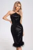 Eiman Halterneck Sequin Feather Midi Dress, L sold by Bella Barnett