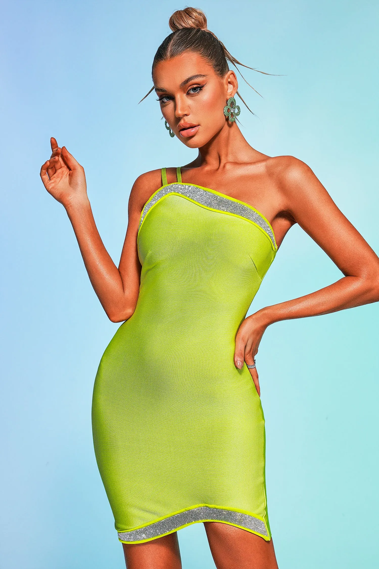 Jacey One Shoulder Mini Bandage Dress, L sold by Bella Barnett