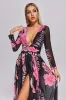 Samai Deep V-neck Printed Maxi Dress, M sold by Bella Barnett
