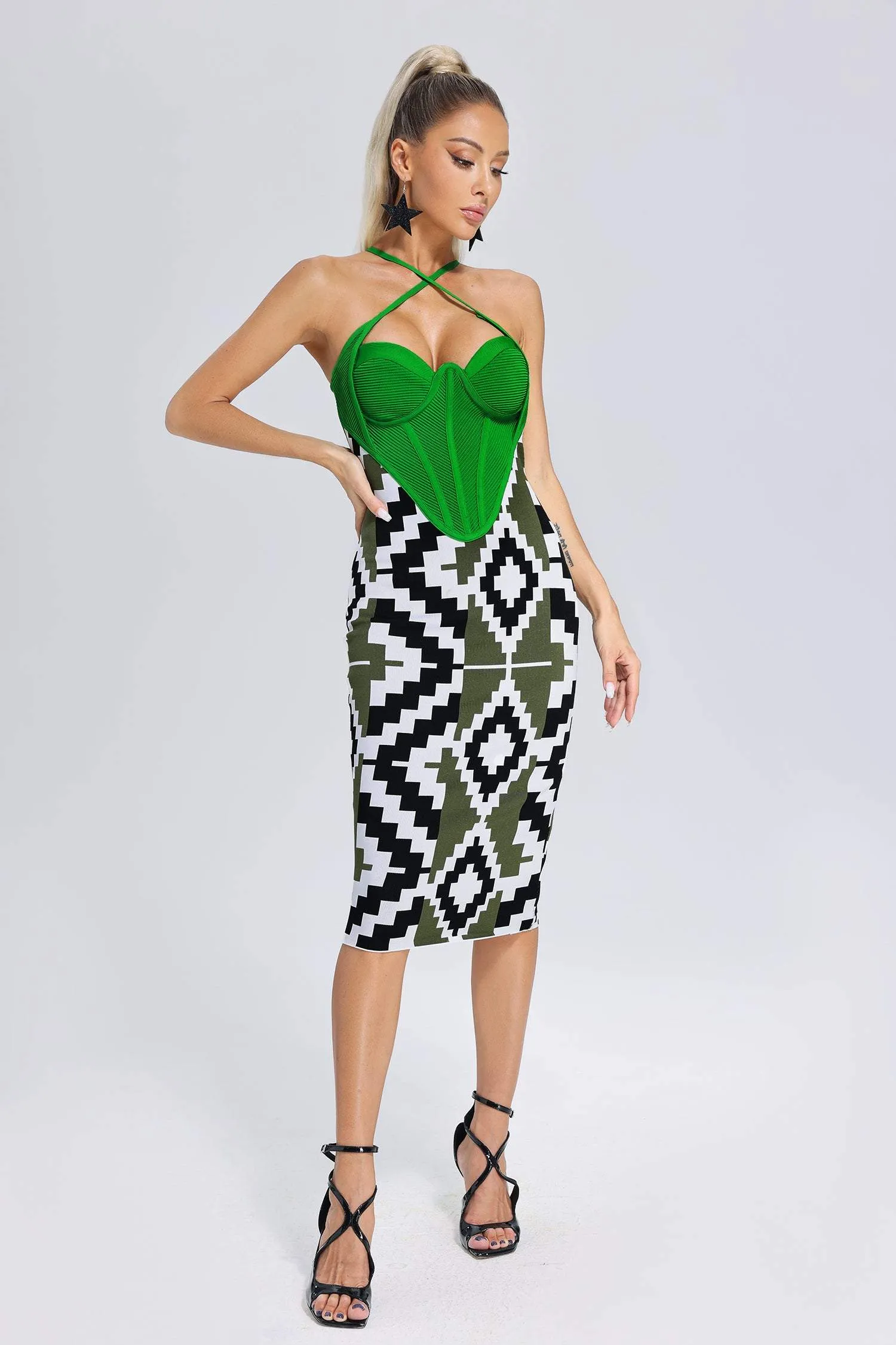 Siola Crossneck Bandage Midi Dress, S sold by Bella Barnett