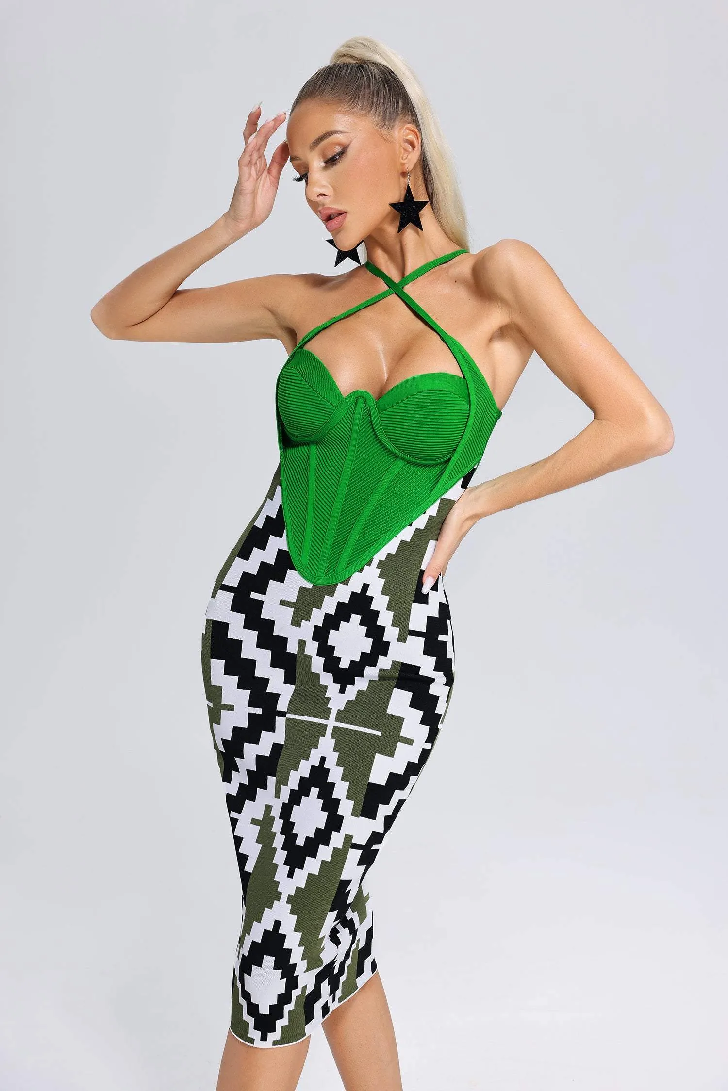 Siola Crossneck Bandage Midi Dress, S sold by Bella Barnett product image thumbnail 2