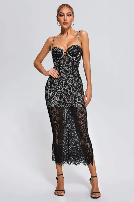 Hedit Lace Midi Dress, L sold by Bella Barnett