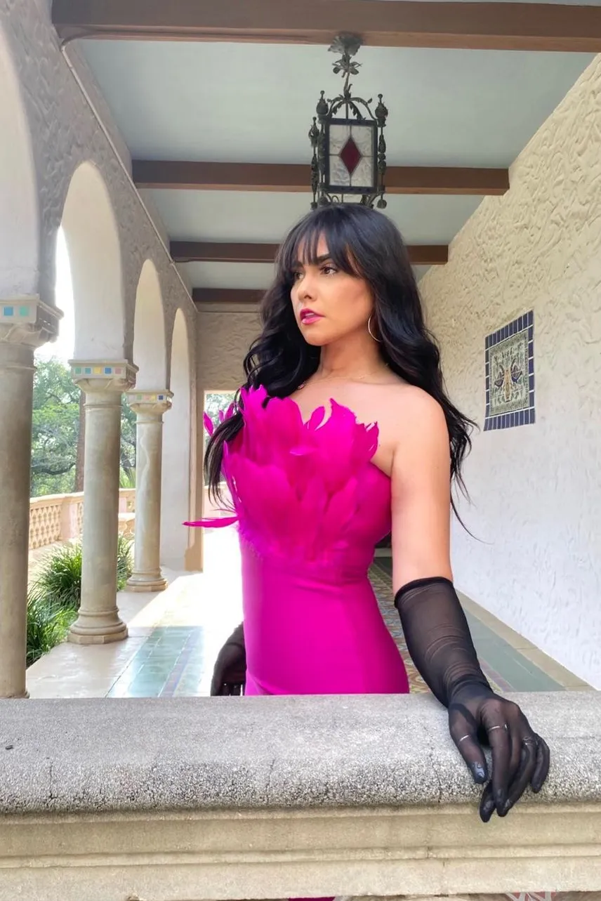 simplemente.yaz - Parry Feather Strapless Midi Bandage Dress, S sold by Bella Barnett product image thumbnail 2