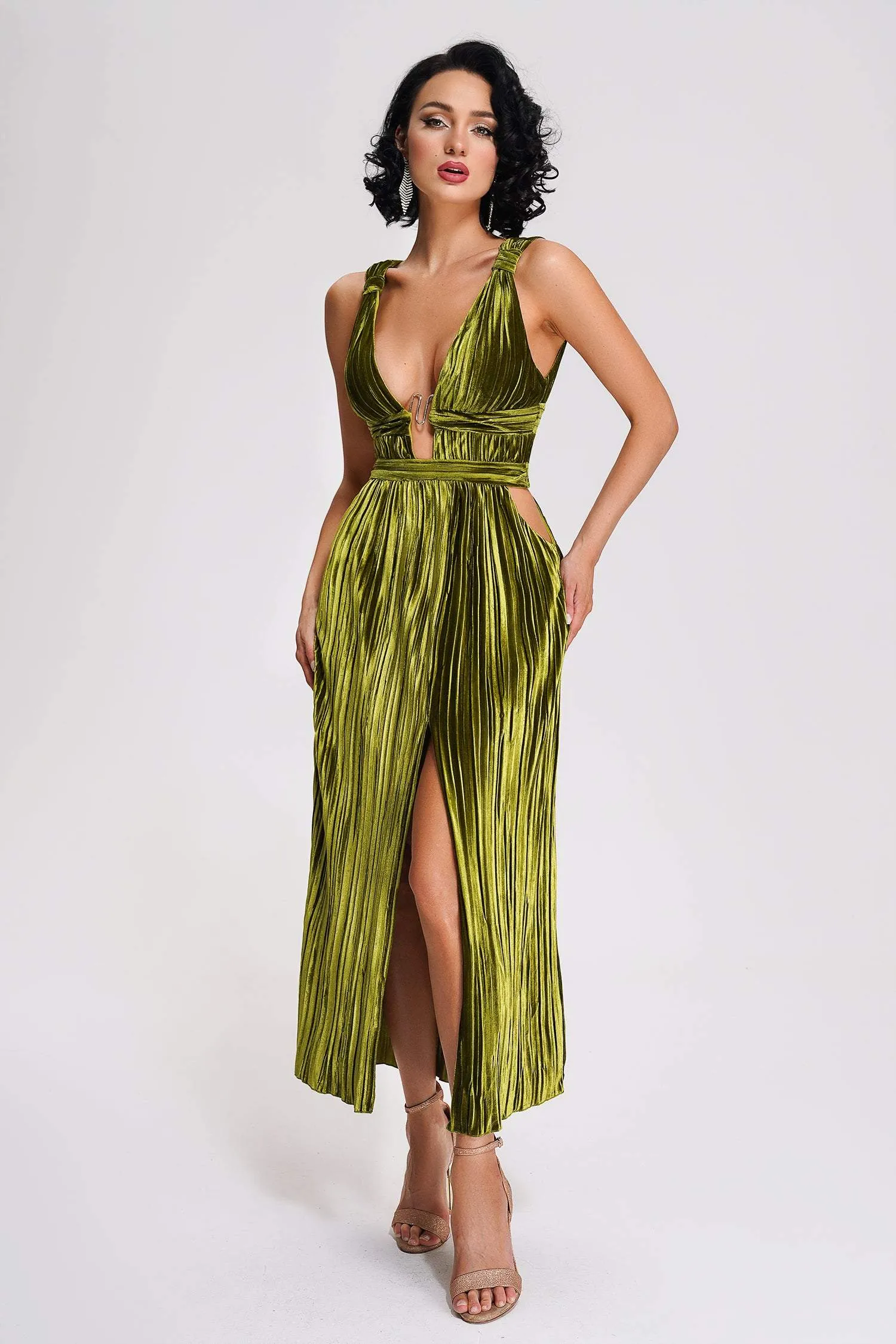 Thyme Velvet Slit Midi Dress, S sold by Bella Barnett
