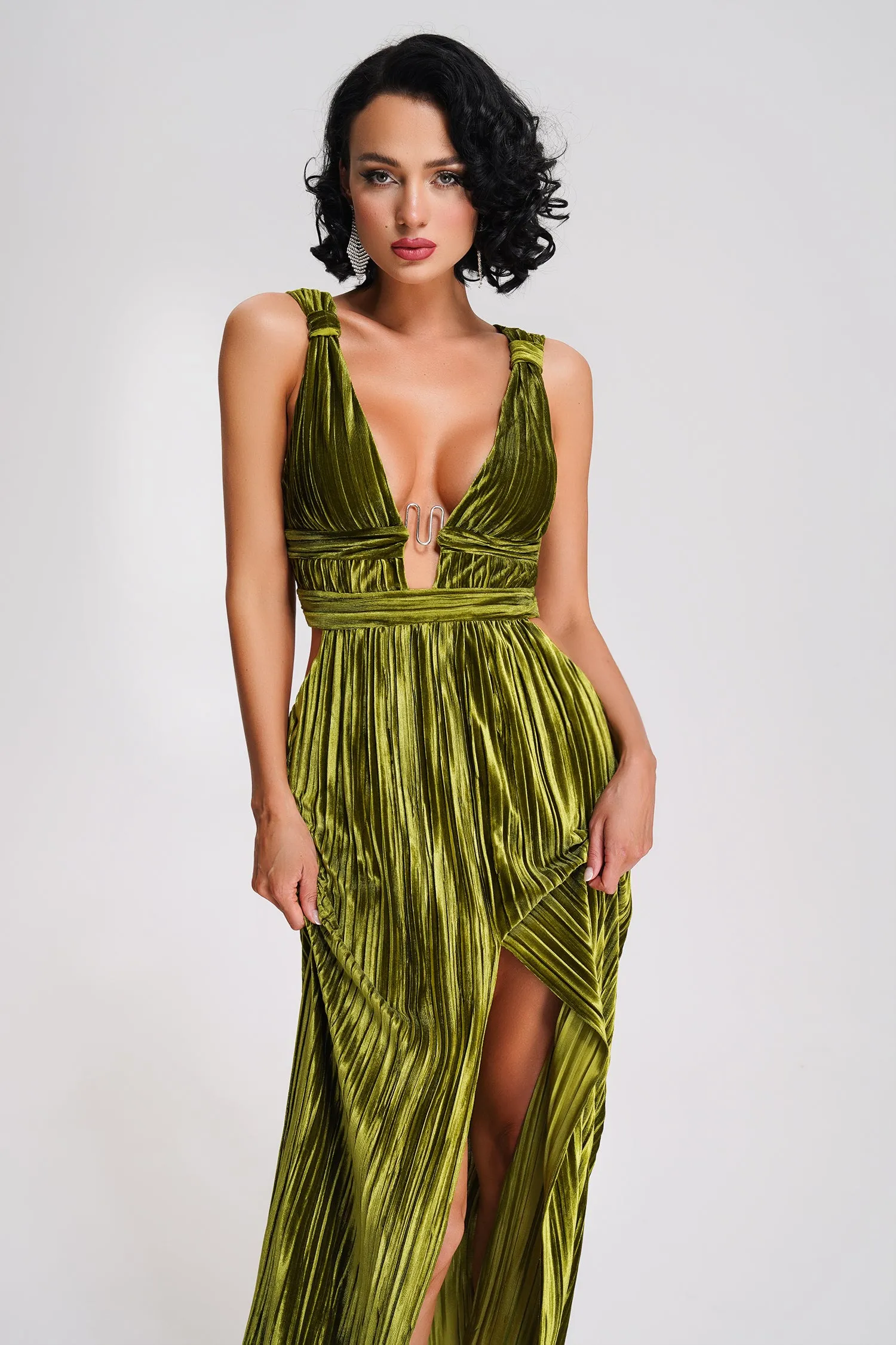 Thyme Velvet Slit Midi Dress, S sold by Bella Barnett product image thumbnail 2