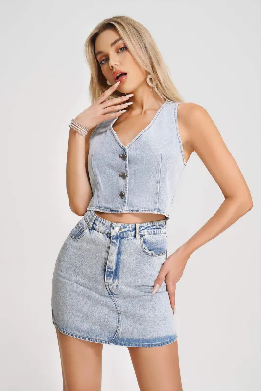 Quinnesha Denim Set, L sold by Bella Barnett