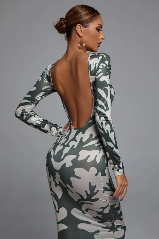 Malia Open-back Printed Maxi Dress, M sold by Bella Barnett
