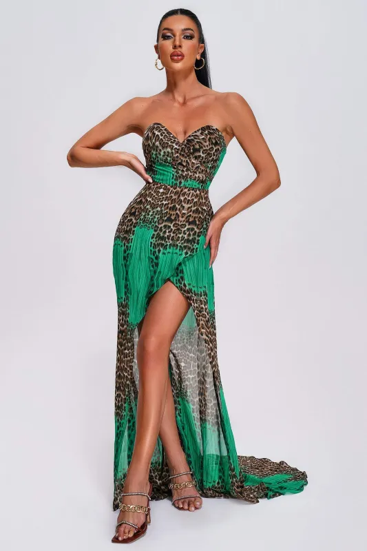 chinese dress ladies Raidein Strapless Maxi Dress Leopard main image 1
