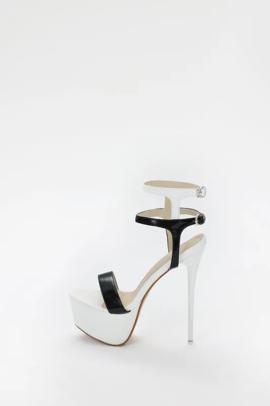 White Waterproof Platform Ultra High Heel Sandals, 10 made by Bella Barnett