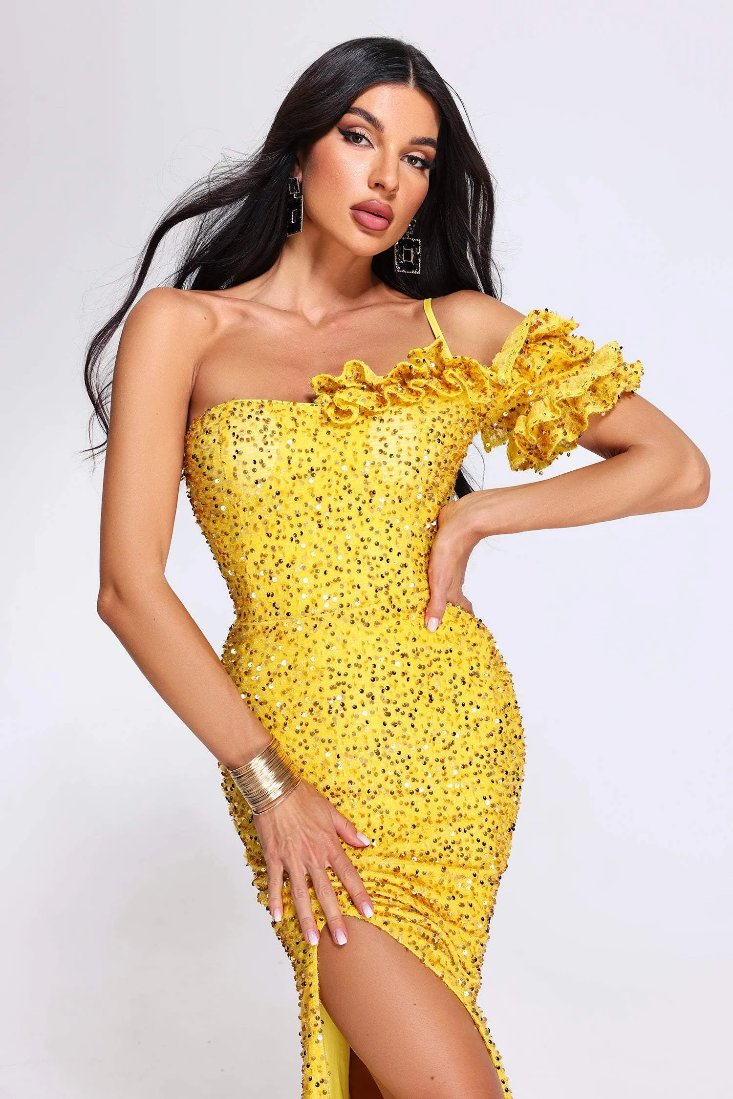 Tianna One Soulder Sequin Maxi Dress, S sold by Bella Barnett product image thumbnail 2